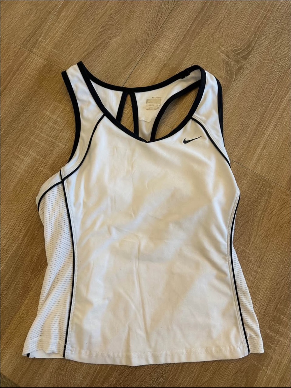 Nike White and Black Racerback Athletic Tank